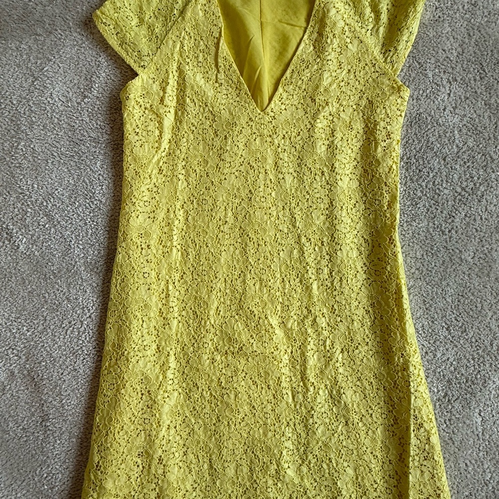 Zara Yellow Lace Mini Dress